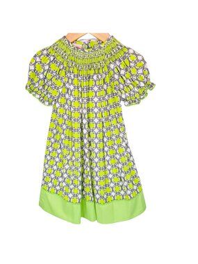 Southern Sunshine Kids Toddler Girls Green Short Sleeve Smocked Dress 2 / 2T